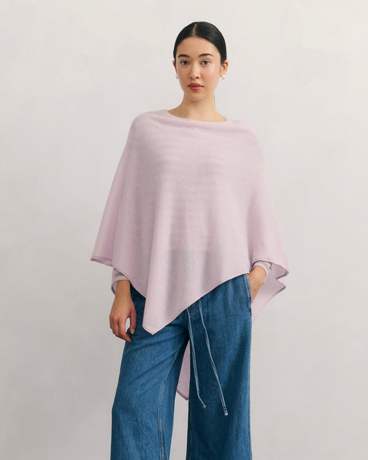LIKE A BREEZE CASHMERE UTILITY PONCHO - LILAC MIST