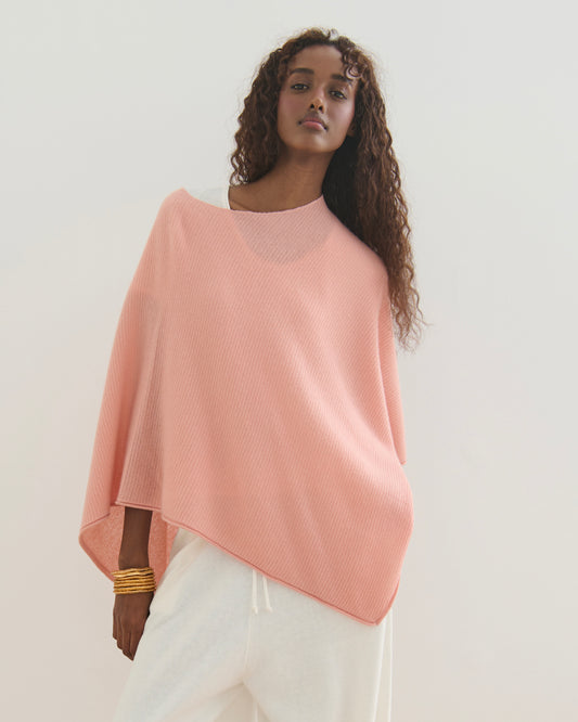 LIKE A BREEZE CASHMERE UTILITY PONCHO - PEACH