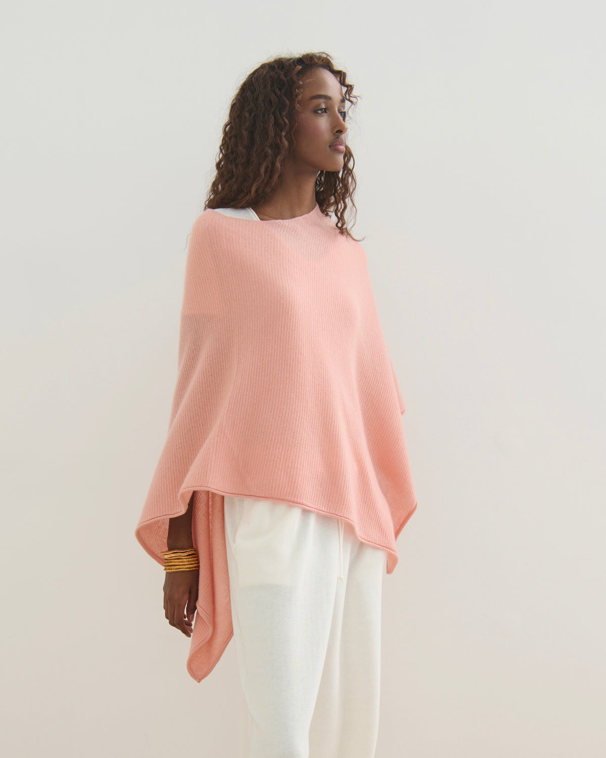 LIKE A BREEZE CASHMERE UTILITY PONCHO - PEACH