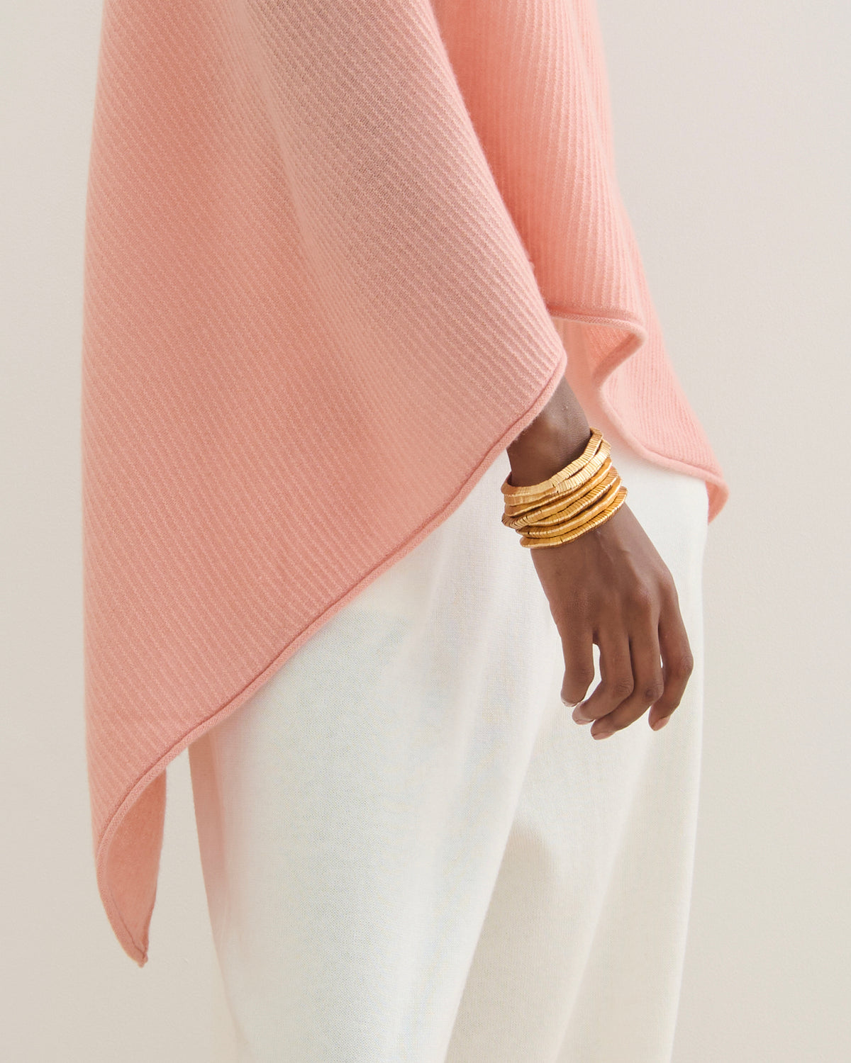 LIKE A BREEZE CASHMERE UTILITY PONCHO - PEACH