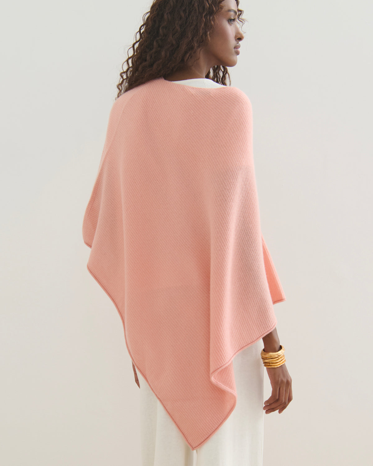 LIKE A BREEZE CASHMERE UTILITY PONCHO - PEACH