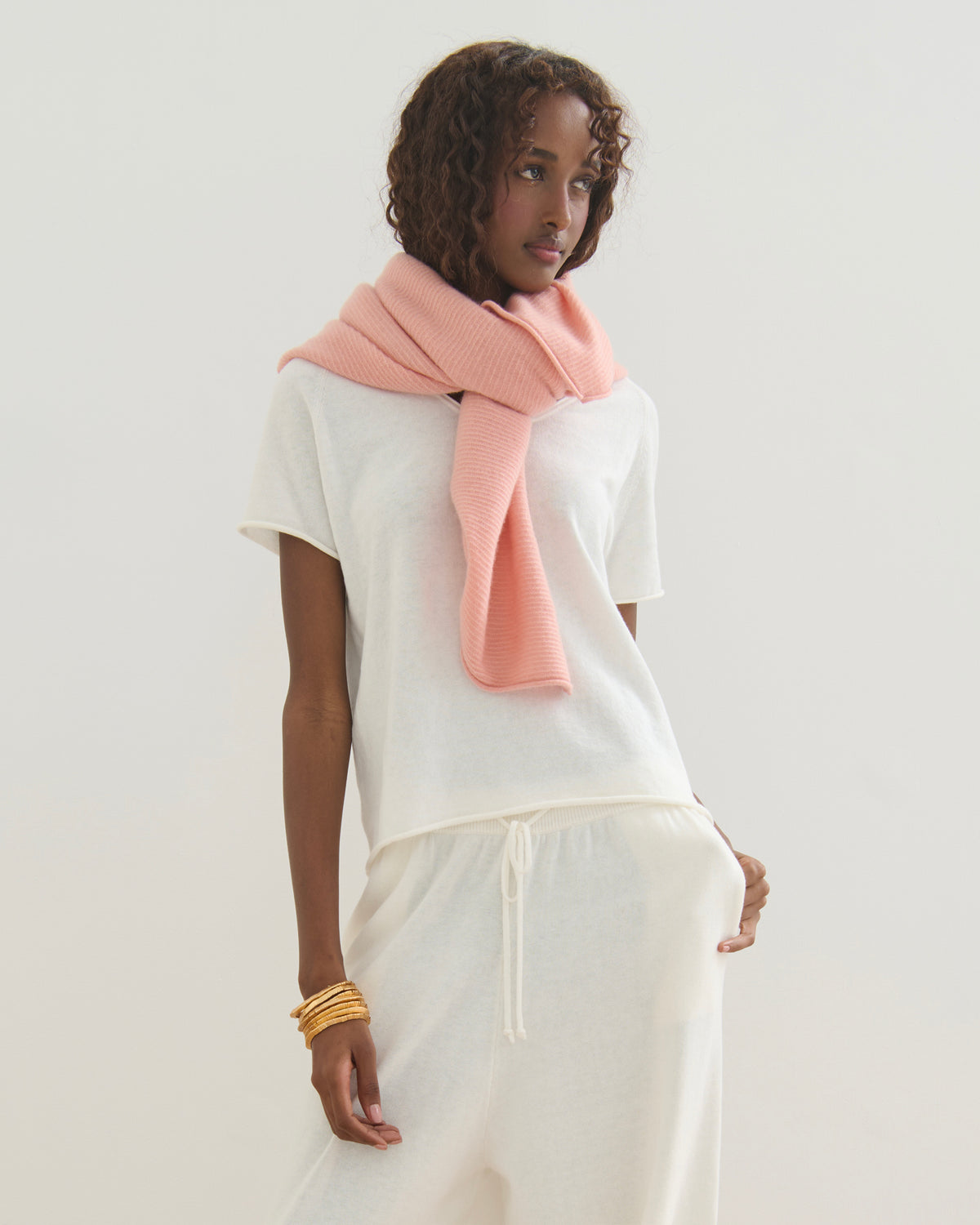 LIKE A BREEZE CASHMERE UTILITY PONCHO - PEACH
