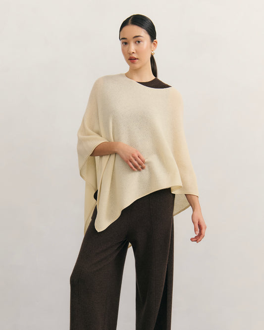 LIKE A BREEZE CASHMERE UTILITY PONCHO - PINA COLADA