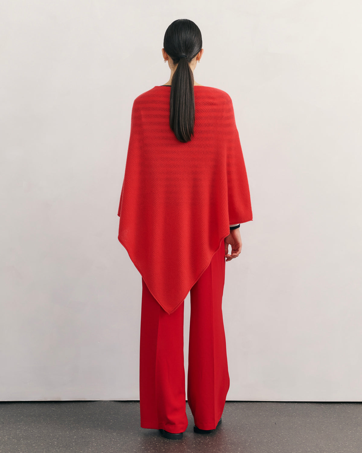 LIKE A BREEZE CASHMERE UTILITY PONCHO - POPPY RED