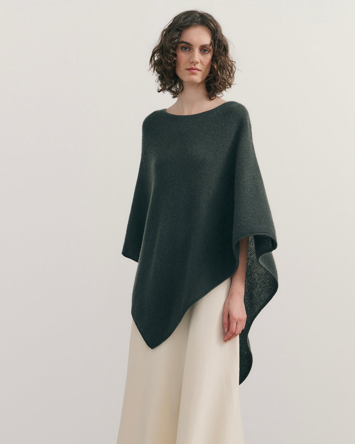 LIKE A BREEZE CASHMERE UTILITY PONCHO - TEA LEAF