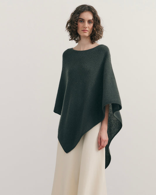 LIKE A BREEZE CASHMERE UTILITY PONCHO - TEA LEAF