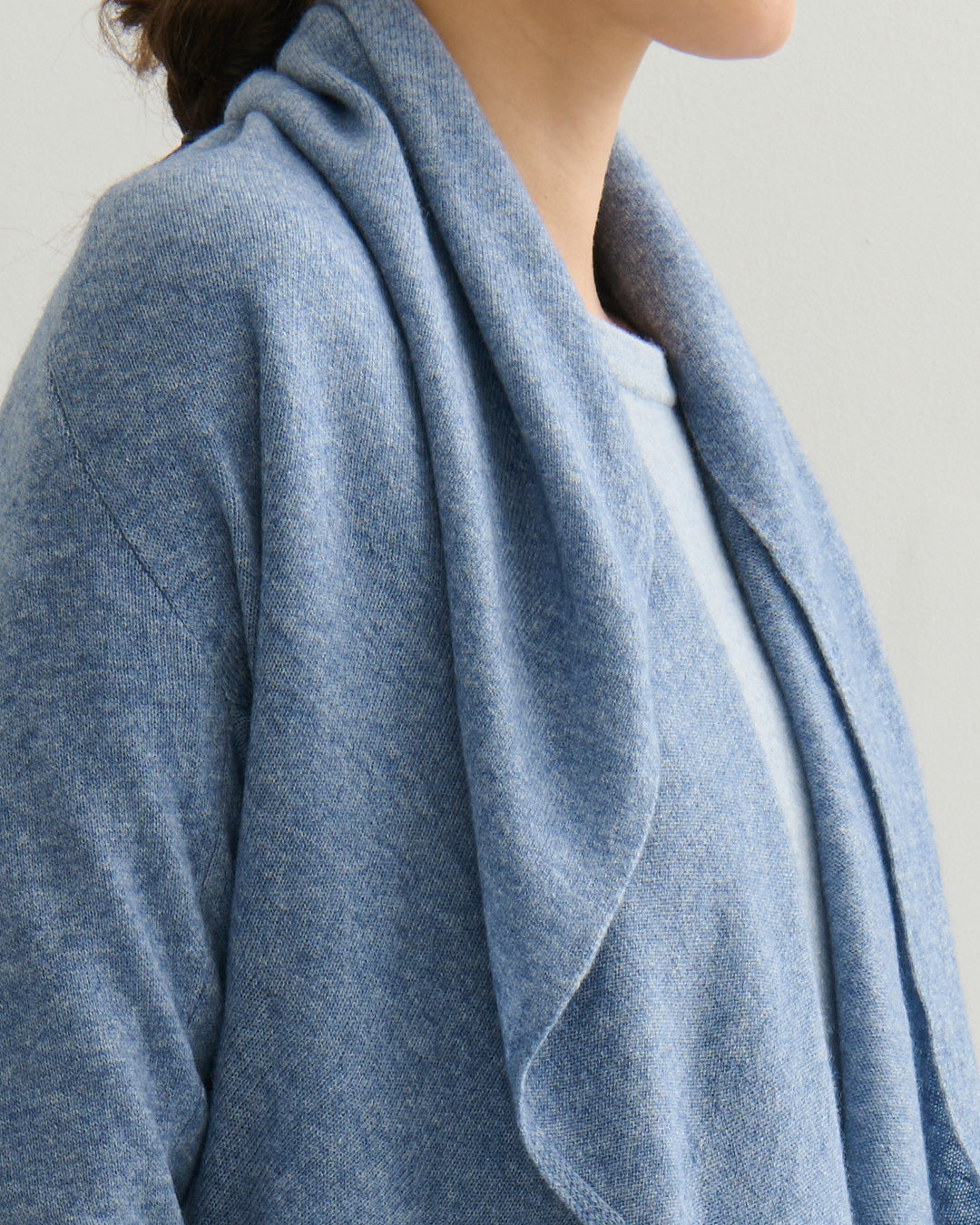 FLOWING COLLAR ULTRA LIGHT CARDIGAN - DENIM BLUE