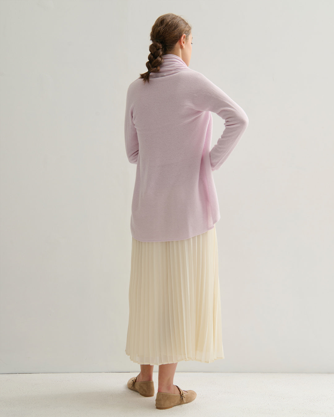 FLOWING COLLAR ULTRA LIGHT CARDIGAN - LILAC MIST