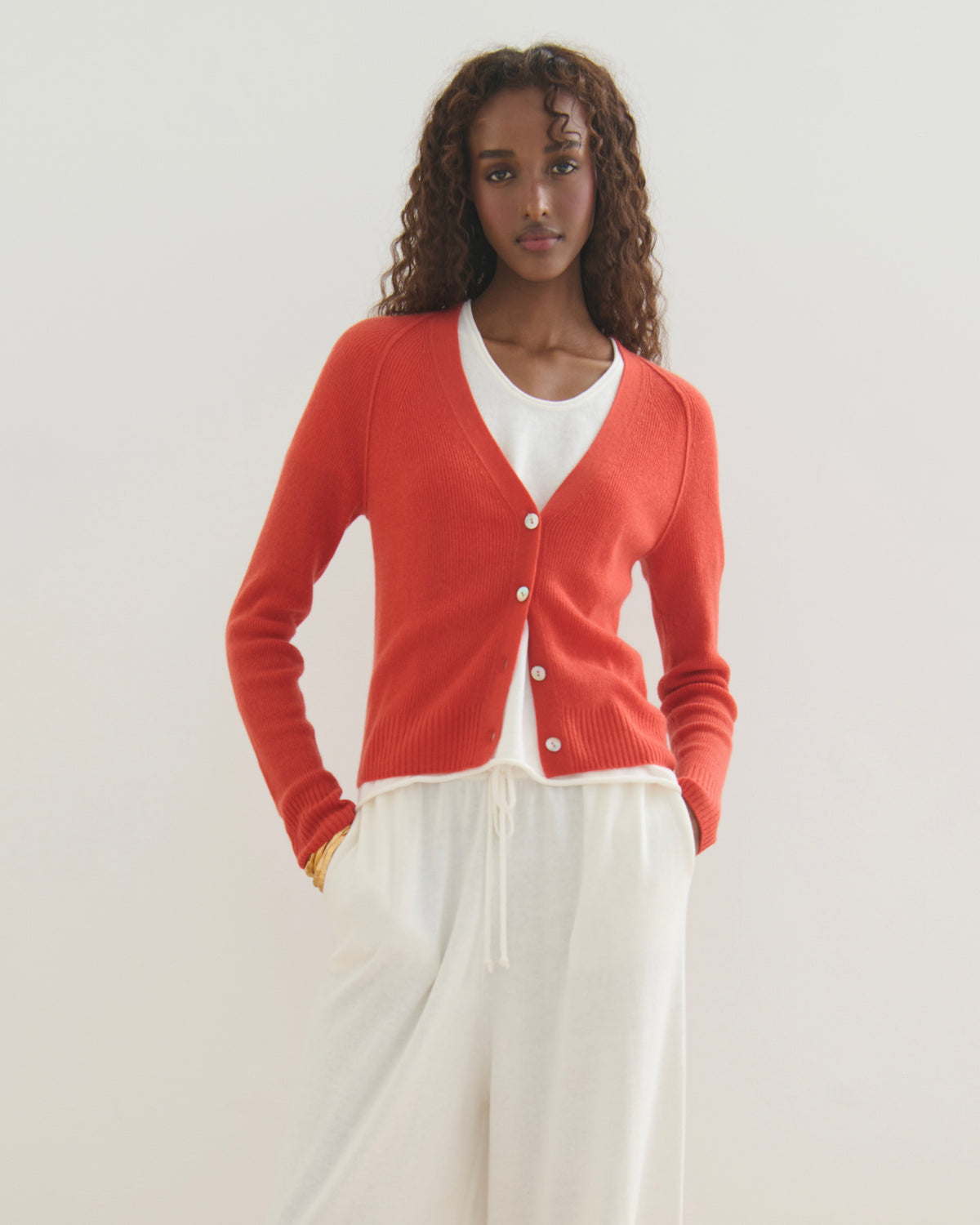 THE CLOUD V NECK CARDIGAN - GERANIUM