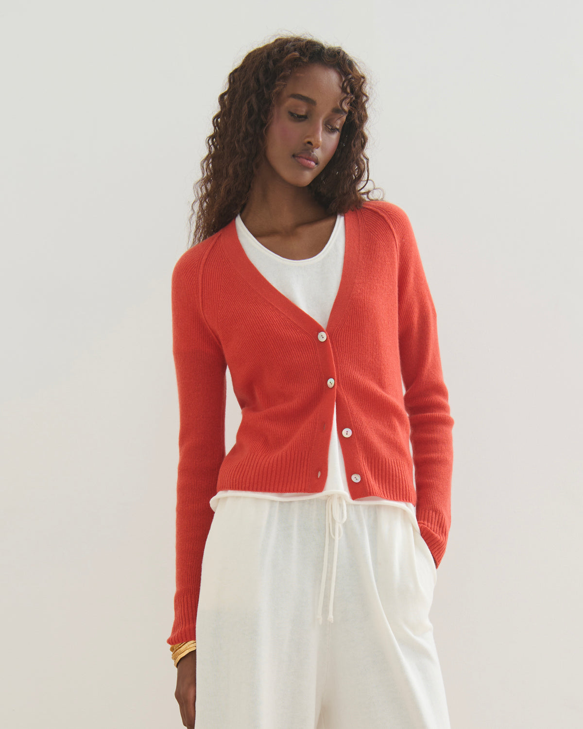 THE CLOUD V NECK CARDIGAN - GERANIUM