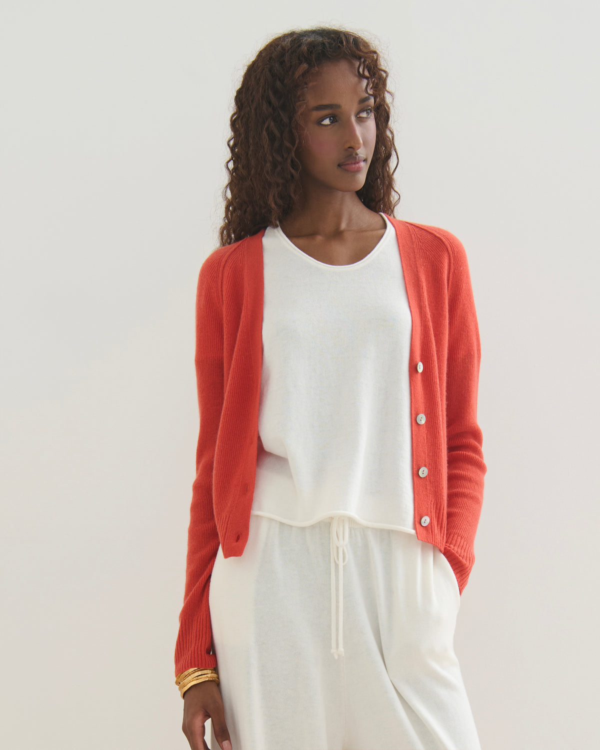 THE CLOUD V NECK CARDIGAN - GERANIUM