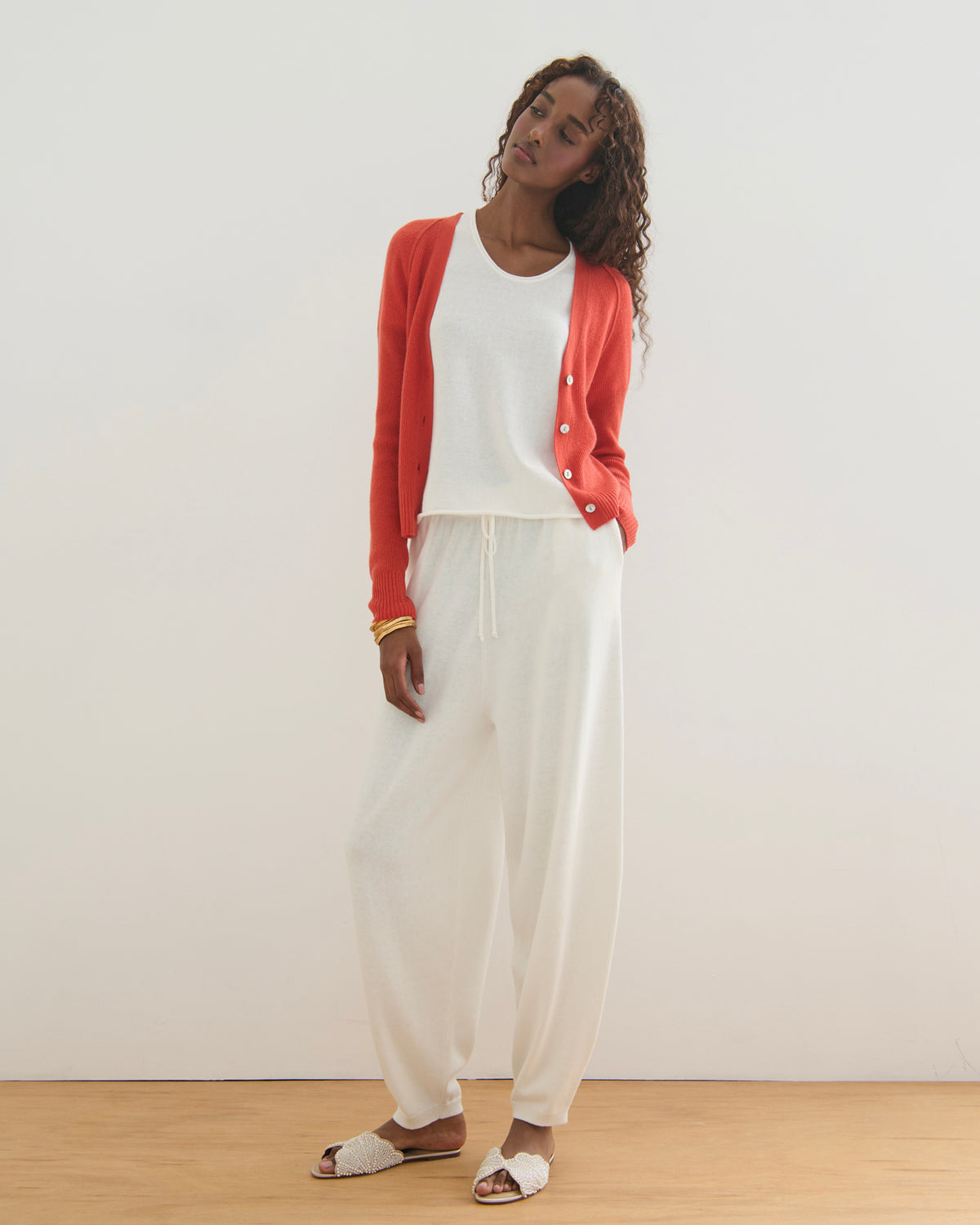 THE CLOUD V NECK CARDIGAN - GERANIUM