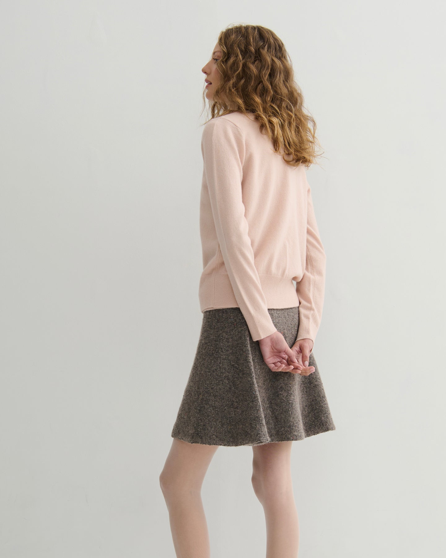CASHMERE DEEP V CARDIGAN - BLUSH