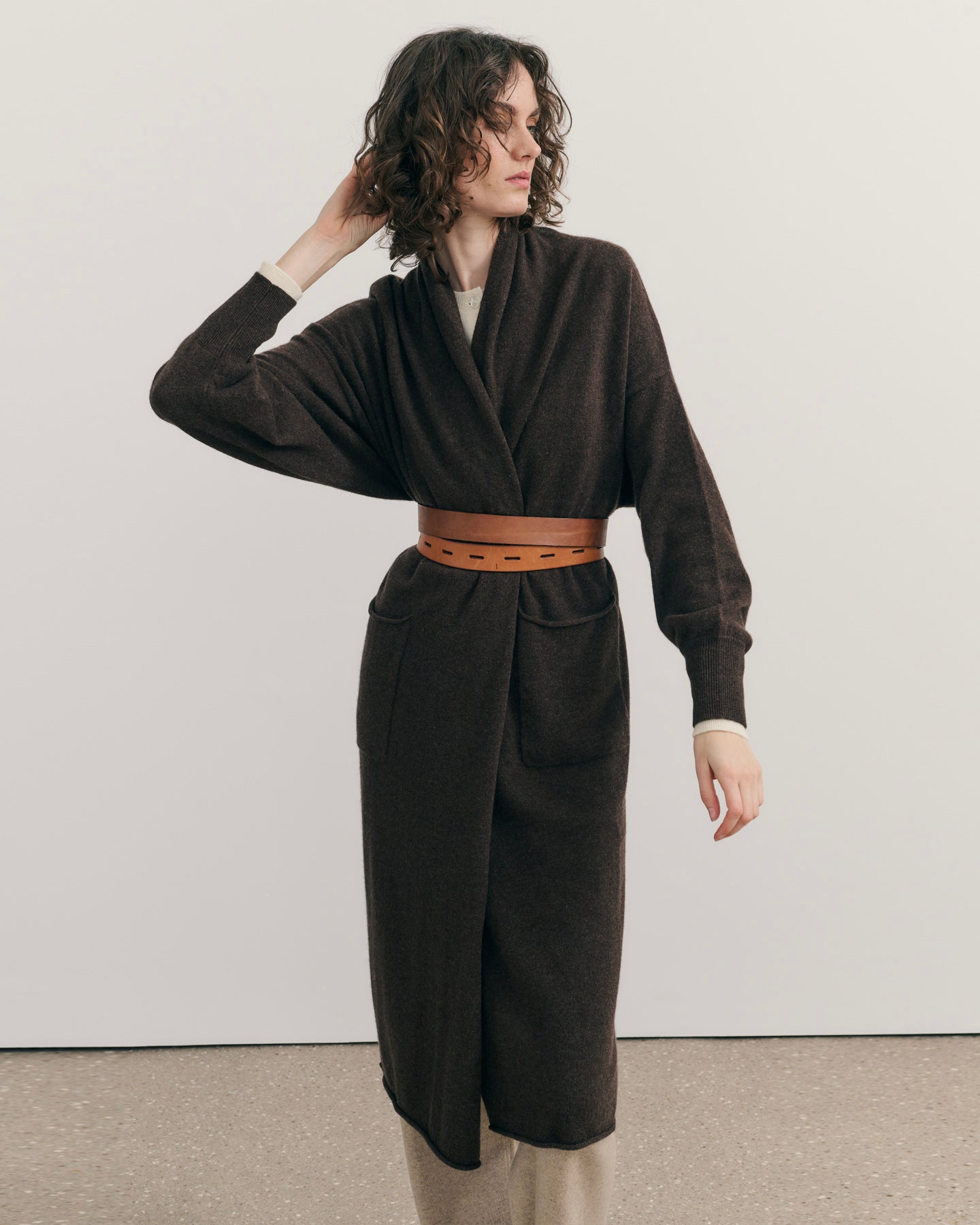 CASHMERE NOMADIC MAXI COAT - CHOCOLATE