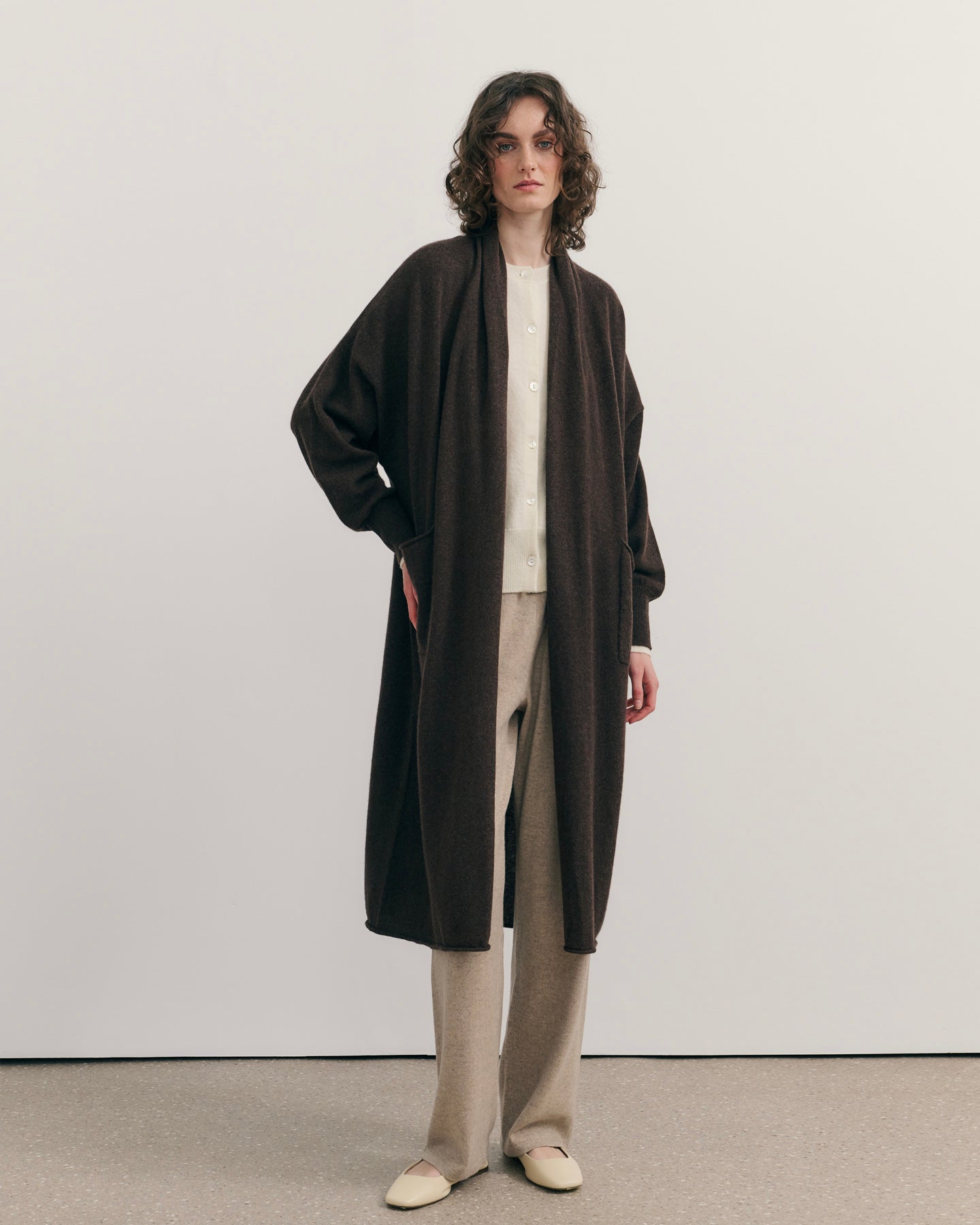 CASHMERE NOMADIC MAXI COAT - CHOCOLATE