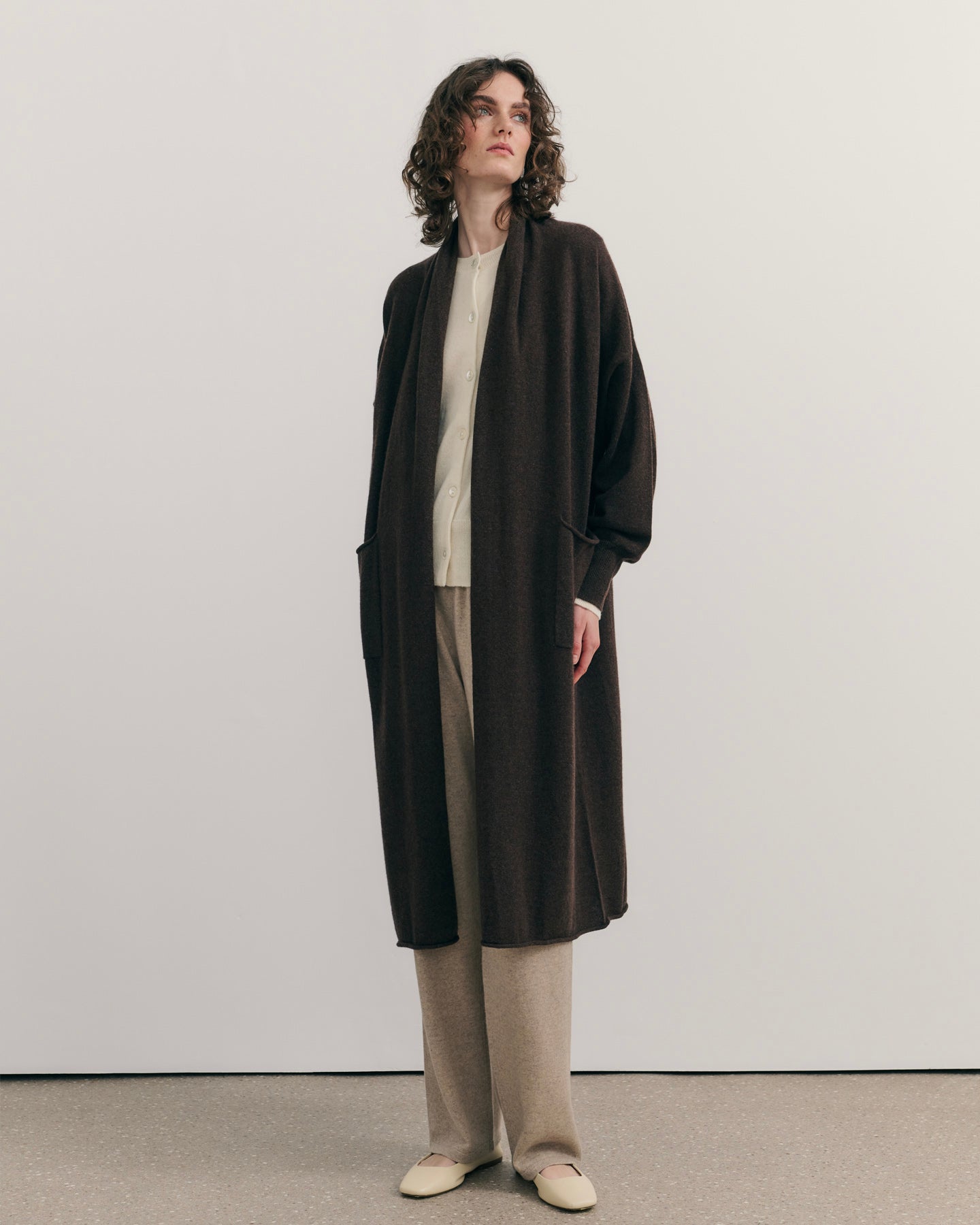 CASHMERE NOMADIC MAXI COAT - CHOCOLATE