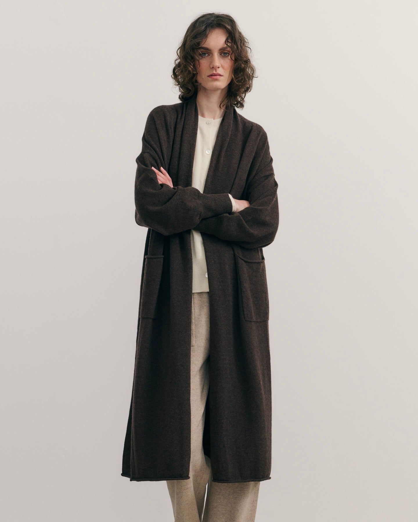 CASHMERE NOMADIC MAXI COAT - CHOCOLATE