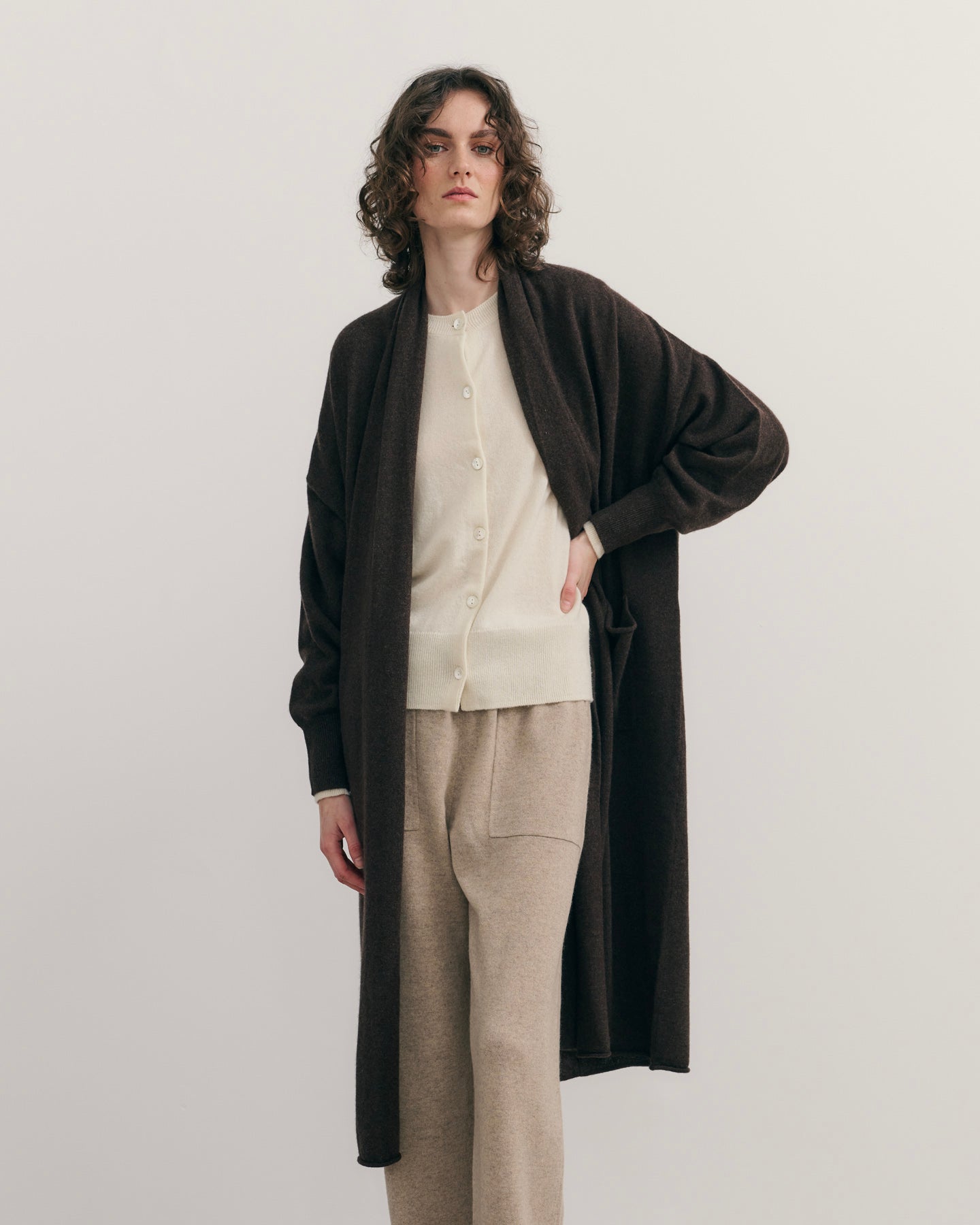 CASHMERE NOMADIC MAXI COAT - CHOCOLATE