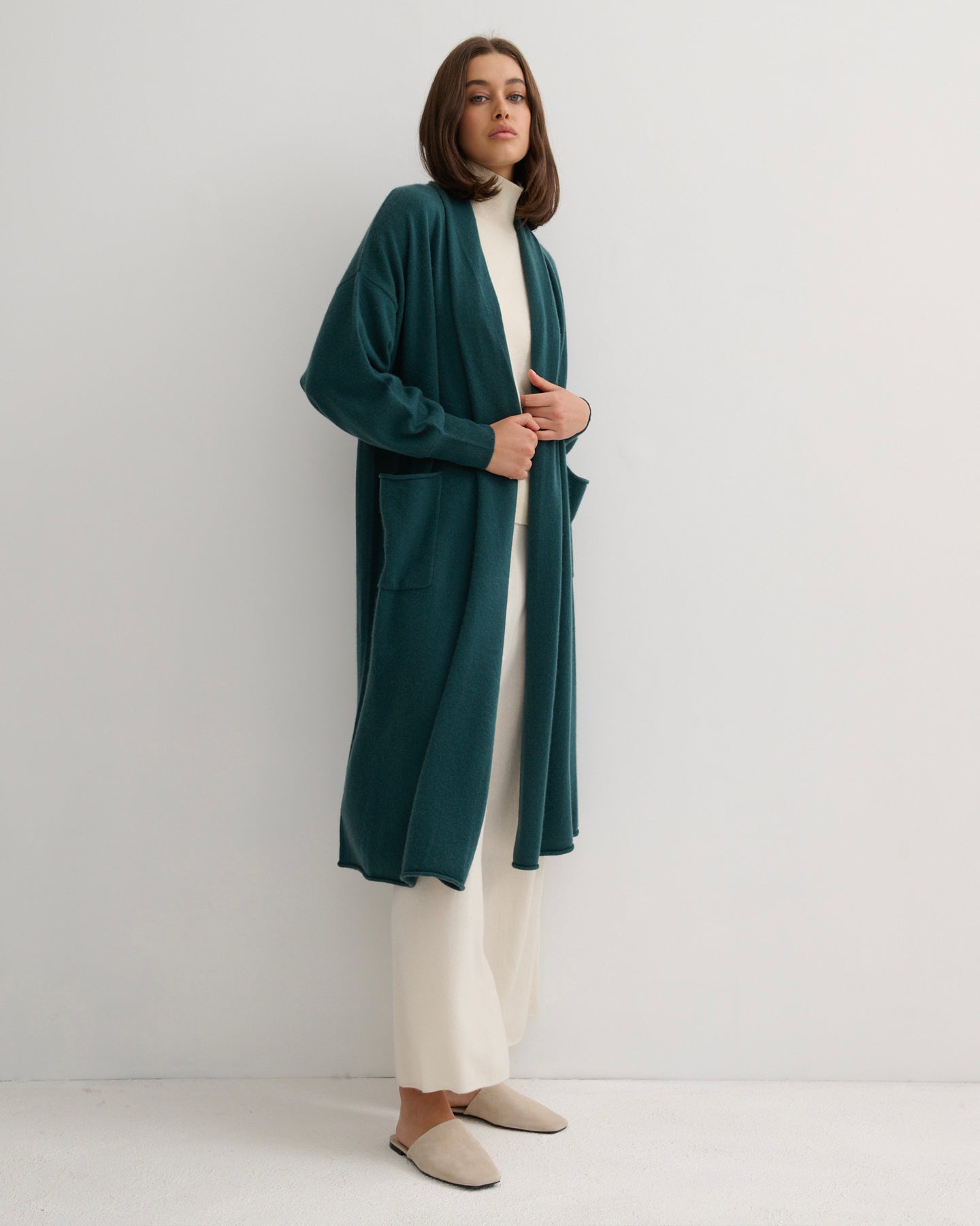 CASHMERE NOMADIC MAXI COAT - OPAL BLUE