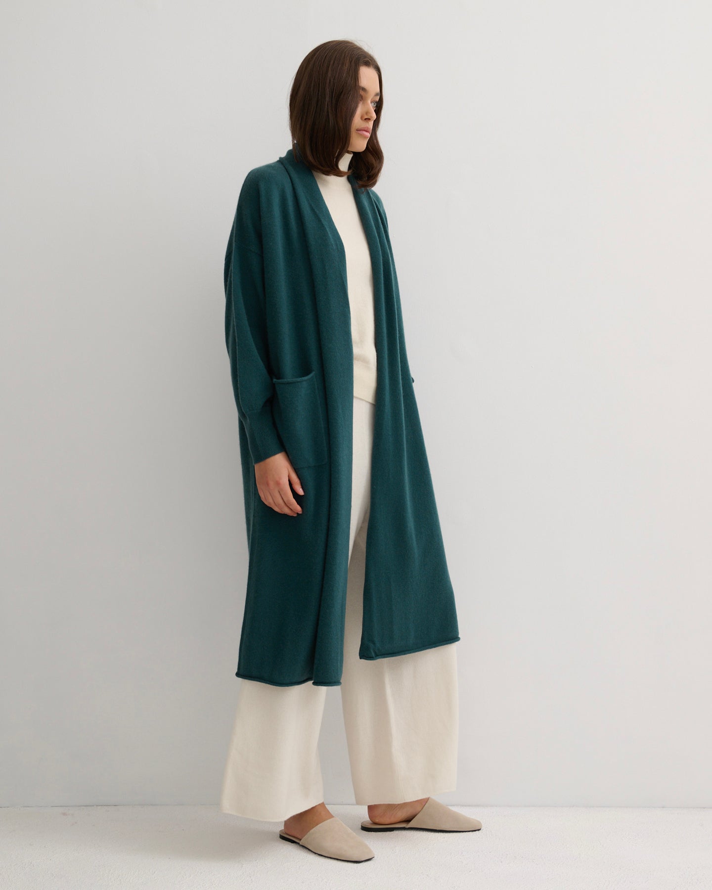 CASHMERE NOMADIC MAXI COAT - OPAL BLUE