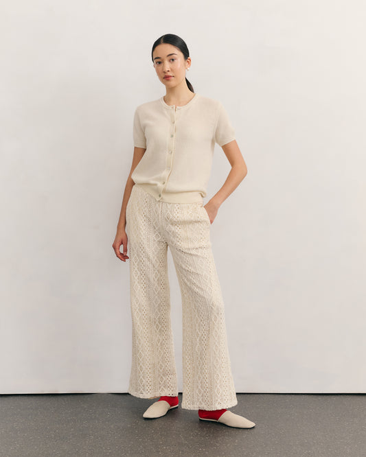 LIKE A BREEZE SHORT SLEEVE CARDIGAN - CREAM