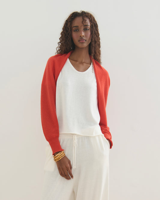 LIKE A BREEZE CASHMERE SHRUG CARDIGAN - GERANIUM