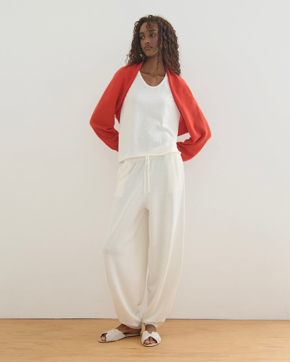 LIKE A BREEZE CASHMERE SHRUG CARDIGAN - GERANIUM