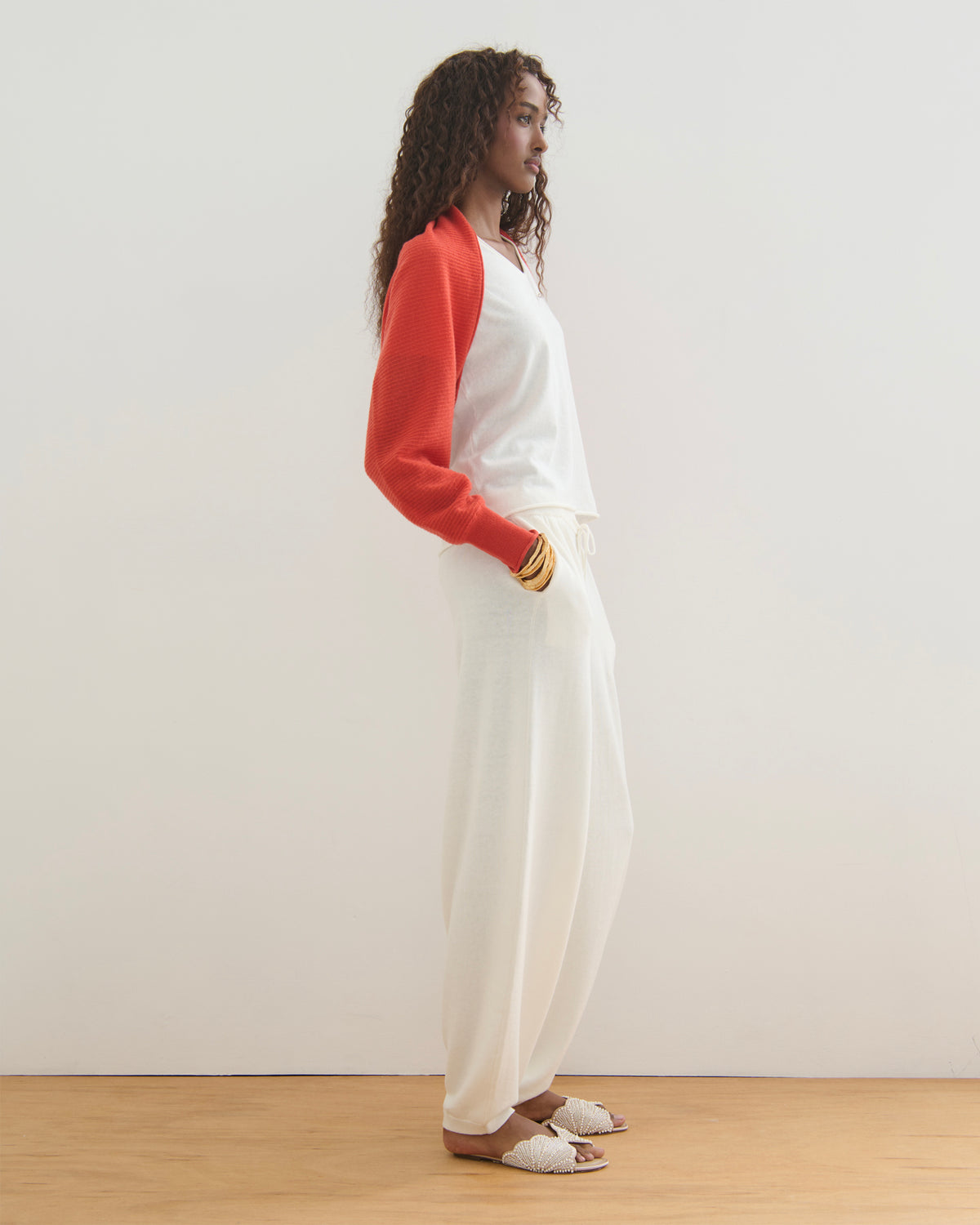 LIKE A BREEZE CASHMERE SHRUG CARDIGAN - GERANIUM