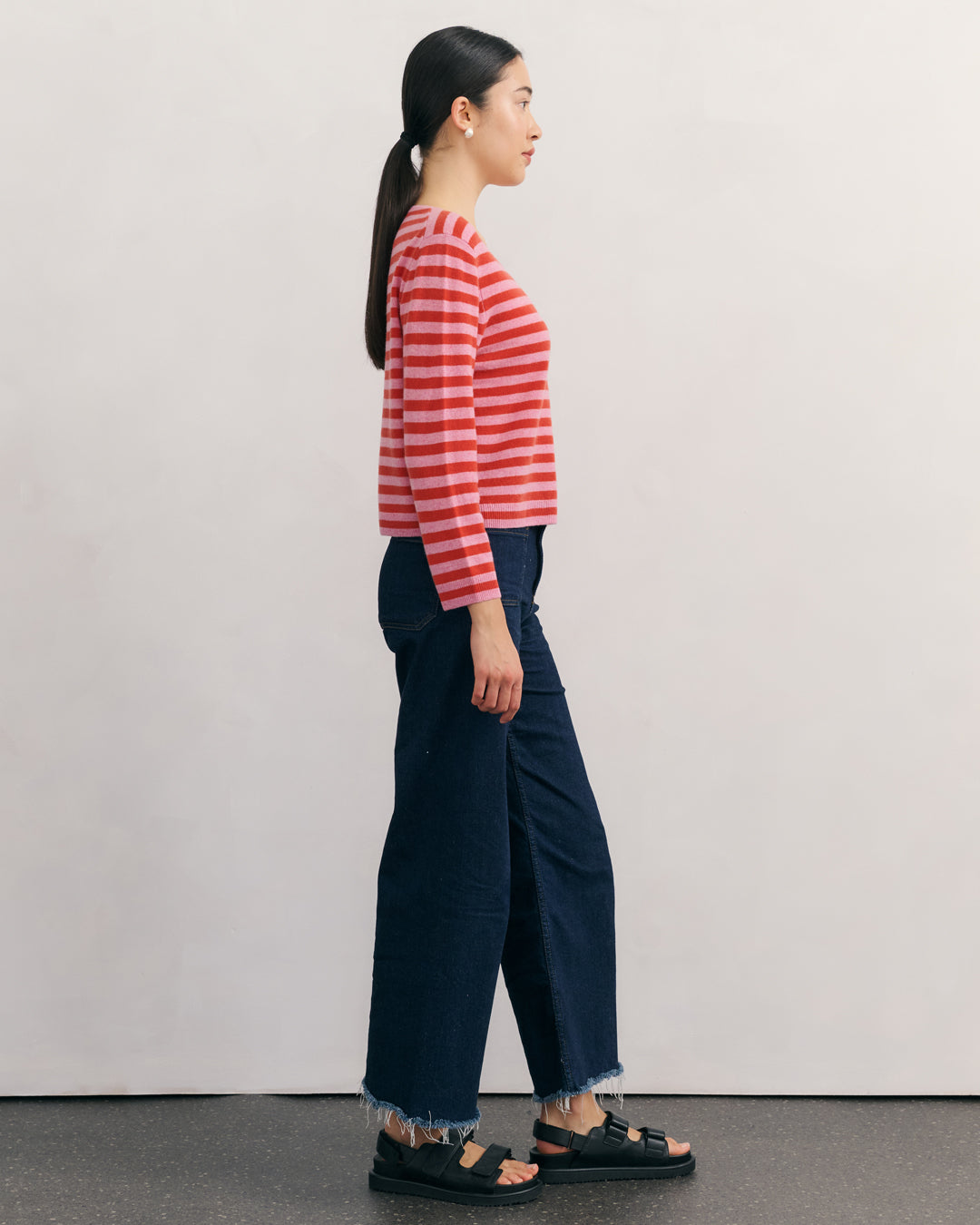 LIKE A BREEZE STRIPED CARDIGAN - ROSE