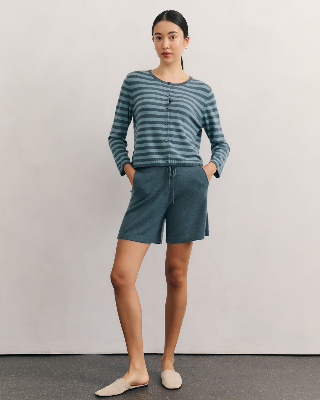 LIKE A BREEZE STRIPED CARDIGAN - BLUE MOUNTAIN