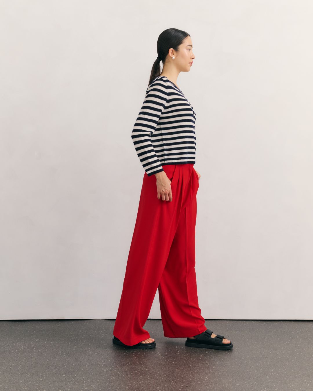 LIKE A BREEZE STRIPED CARDIGAN - NAVY/CREAM