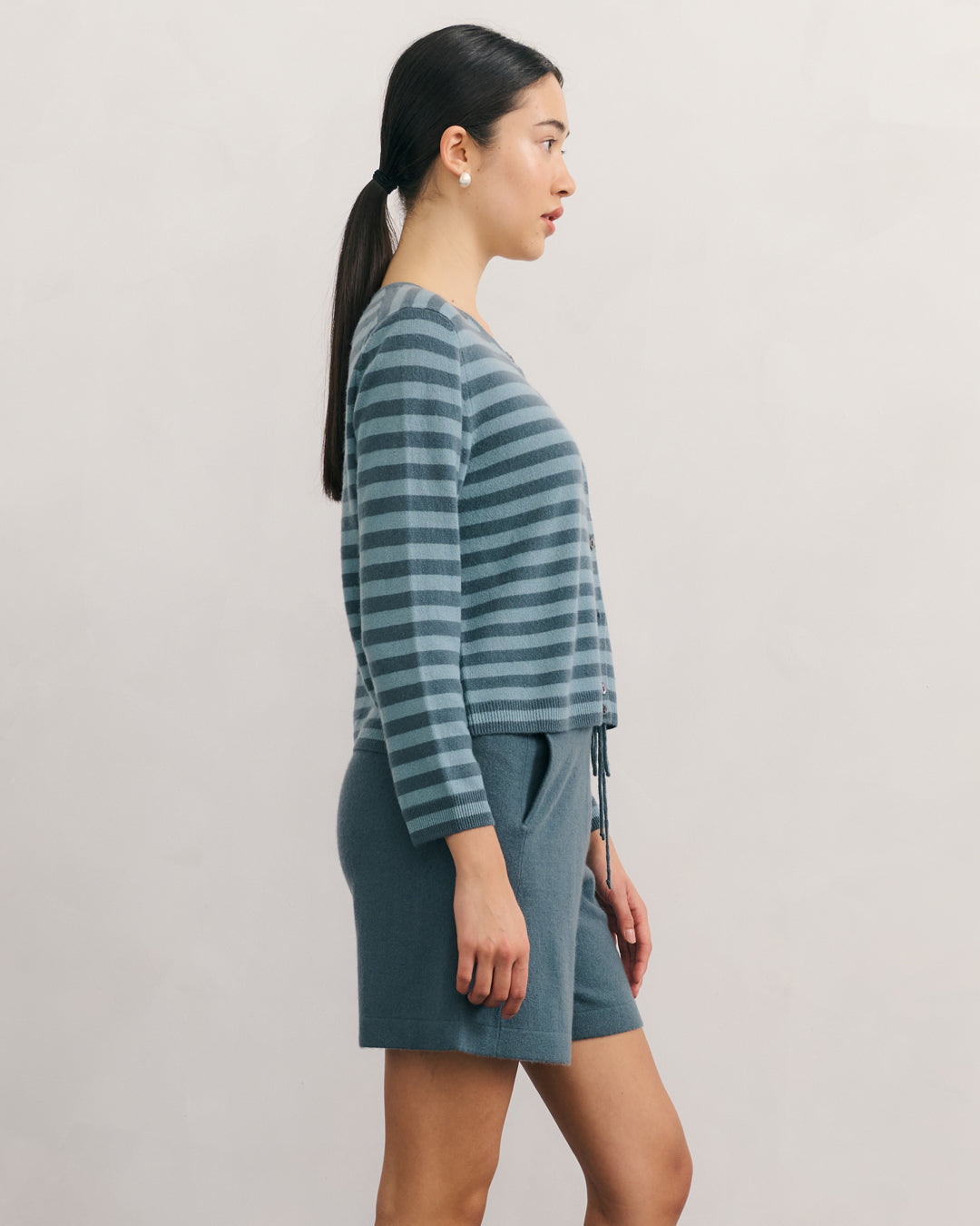 LIKE A BREEZE STRIPED CARDIGAN - BLUE MOUNTAIN