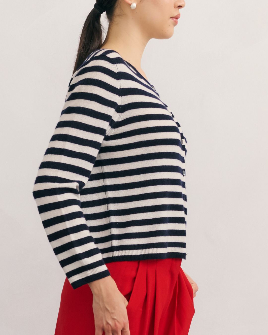 LIKE A BREEZE STRIPED CARDIGAN - NAVY/CREAM