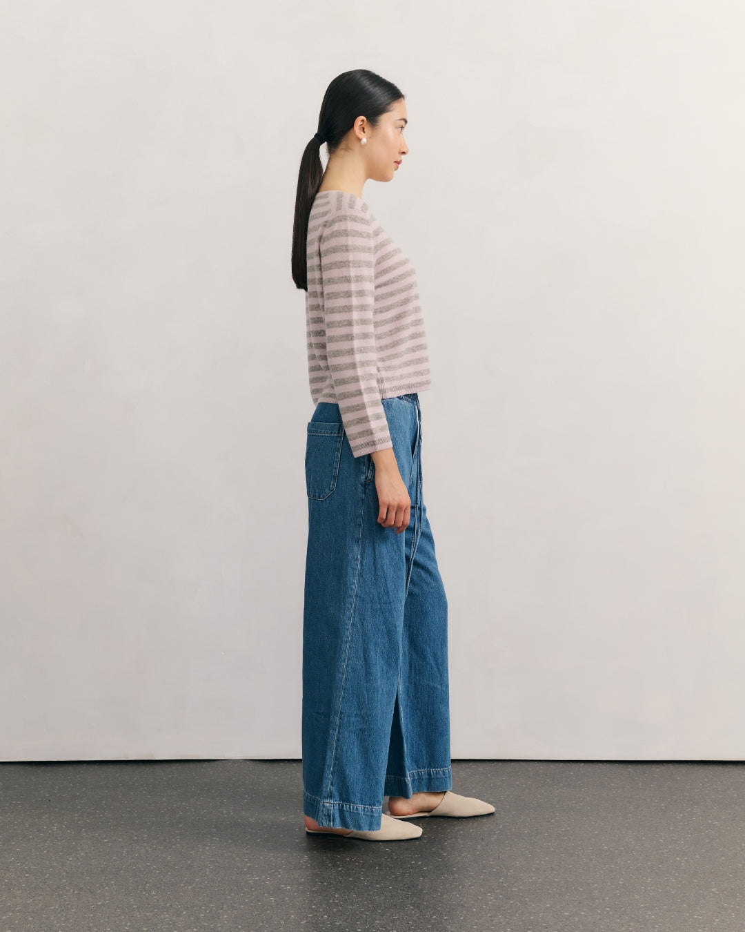 LIKE A BREEZE STRIPED CARDIGAN - LILAC MIST/STEEL GREY