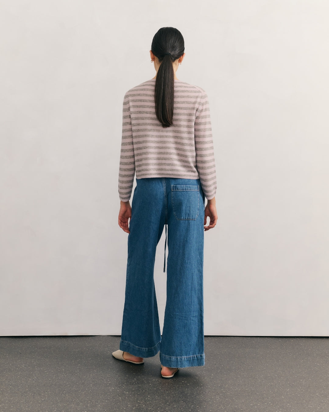LIKE A BREEZE STRIPED CARDIGAN - LILAC MIST/STEEL GREY