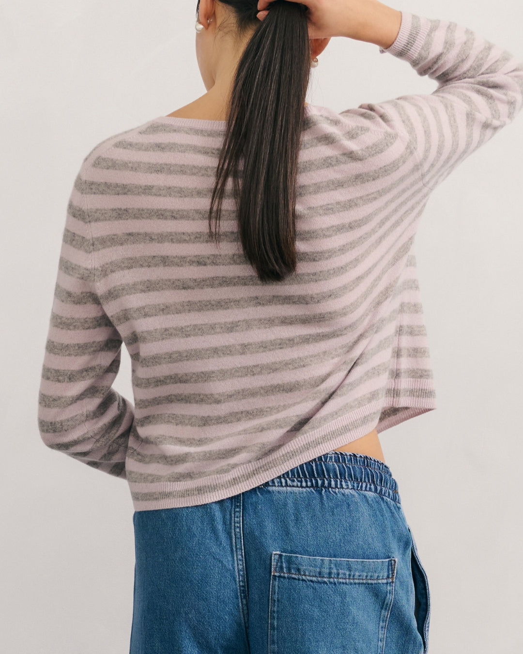 LIKE A BREEZE STRIPED CARDIGAN - LILAC MIST/STEEL GREY
