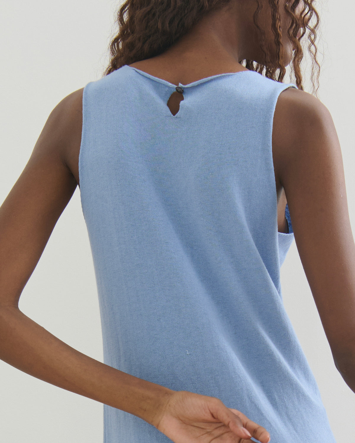 SORRENTO V NECK MAXI SLIP DRESS - WASHED DENIM