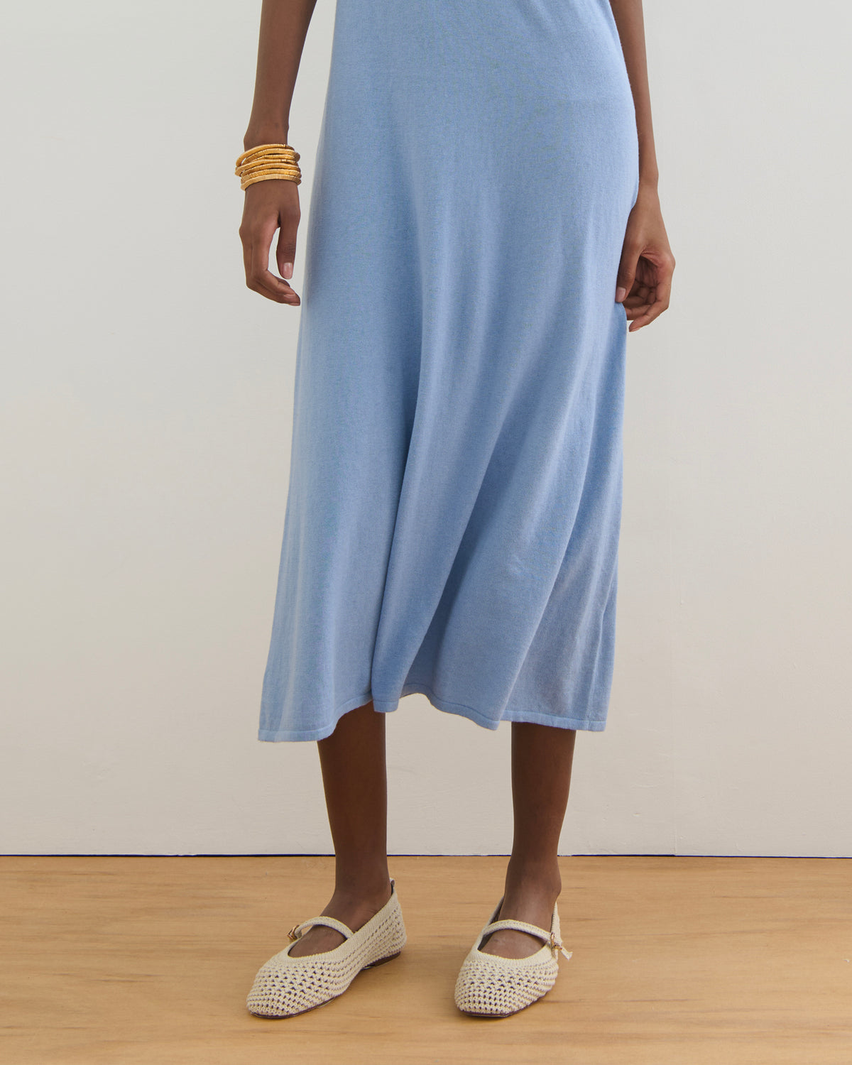 SORRENTO V NECK MAXI SLIP DRESS - WASHED DENIM