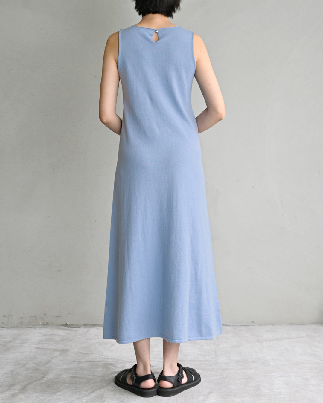 SORRENTO V NECK MAXI SLIP DRESS - WASHED DENIM