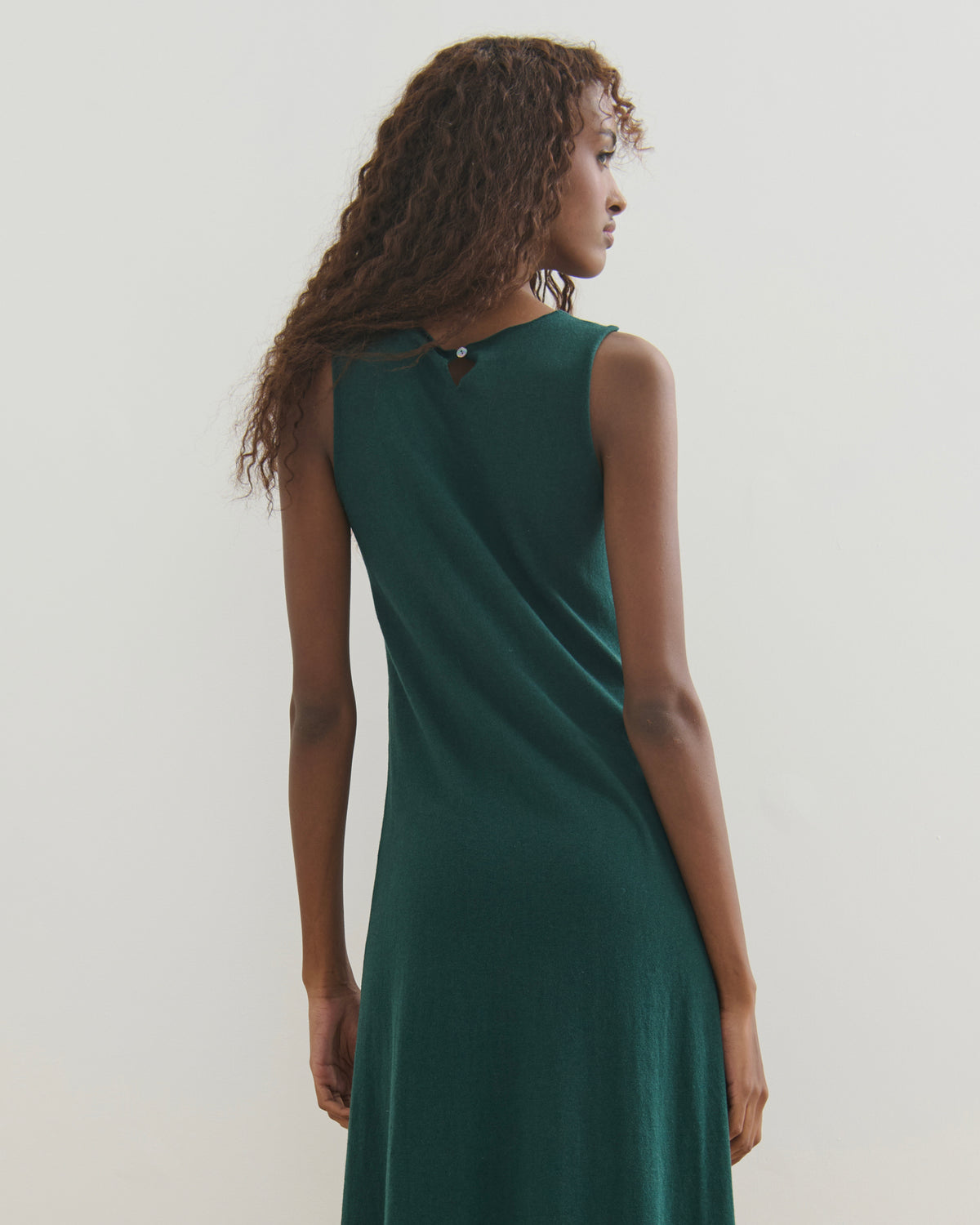 SORRENTO V NECK MAXI SLIP DRESS - FOREST GREEN