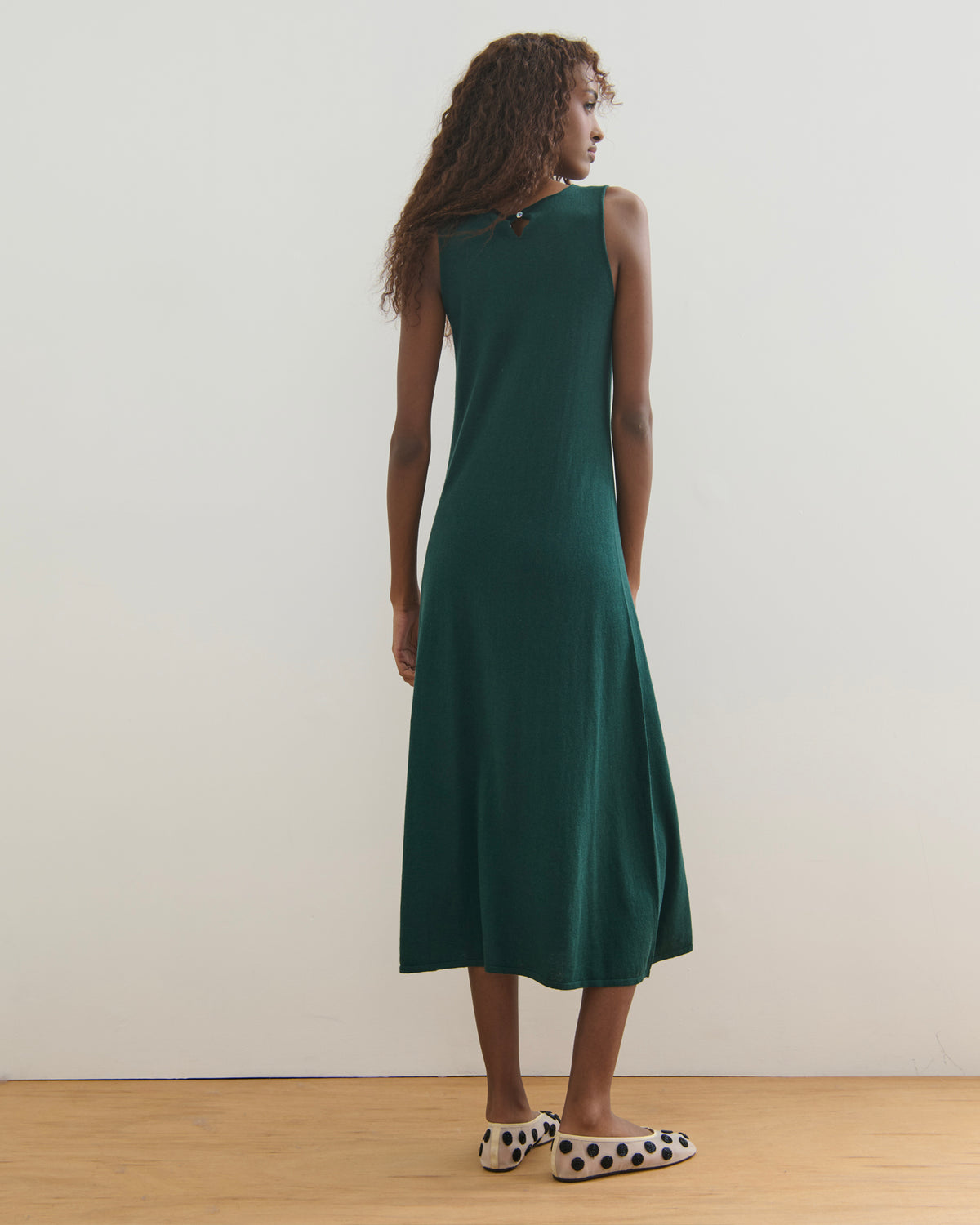 SORRENTO V NECK MAXI SLIP DRESS - FOREST GREEN