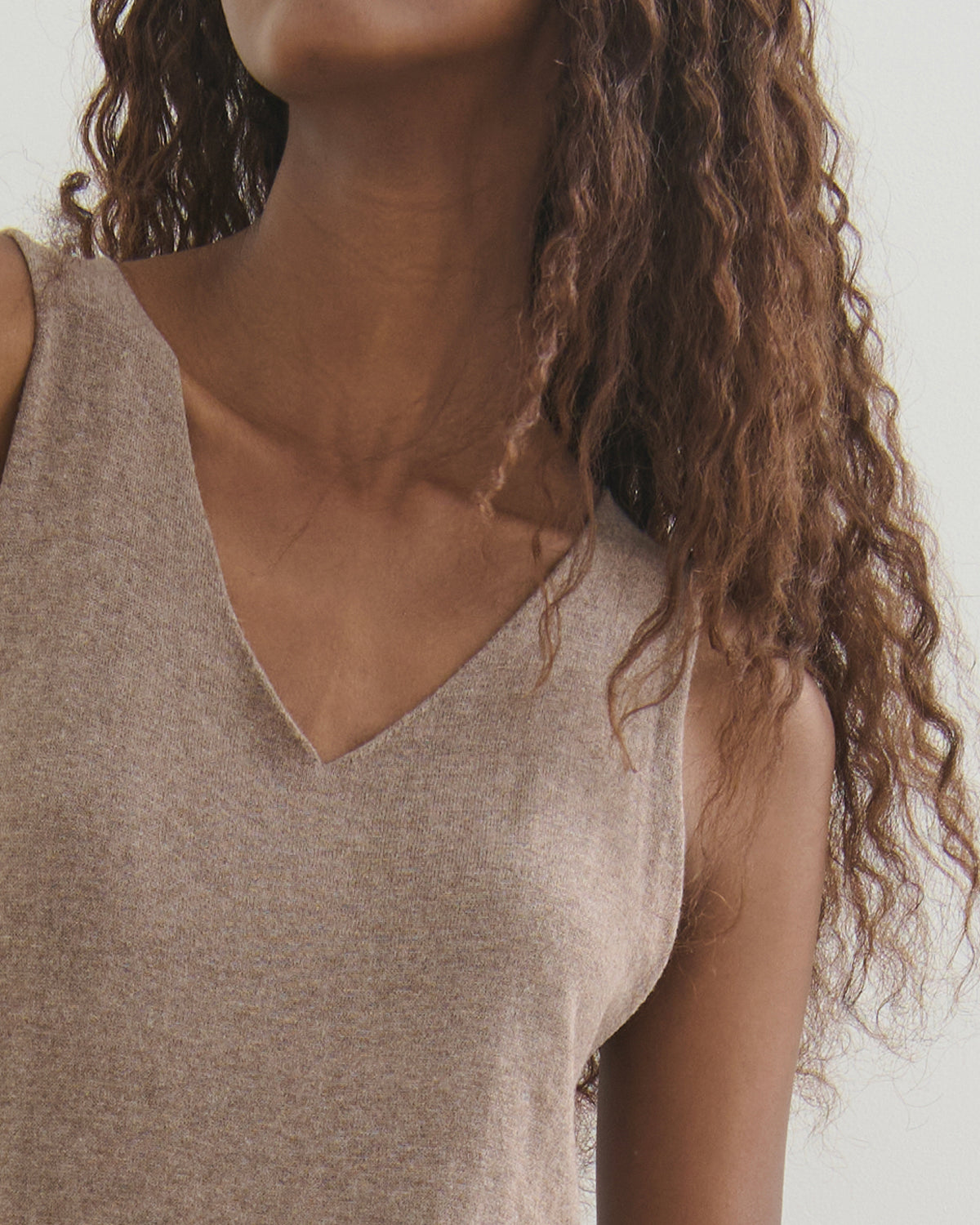 SORRENTO V NECK MAXI SLIP DRESS - TAUPE