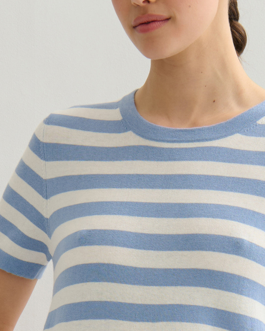 SORRENTO POCKETED STRIPE DRESS - WASHED DENIM + PEARL WHITE