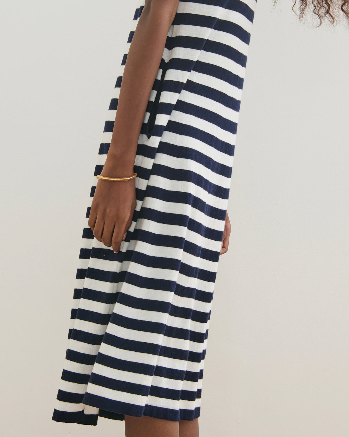 SORRENTO POCKETED STRIPE DRESS - NAVY + PEARL WHITE