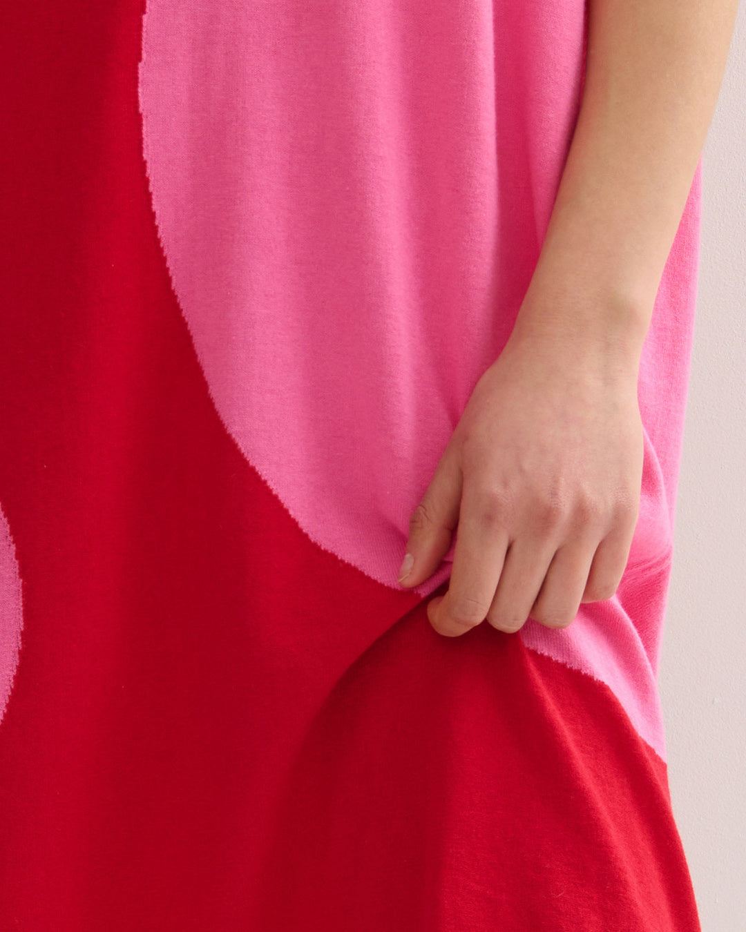 AIRY POLKA DRESS - RED PINK
