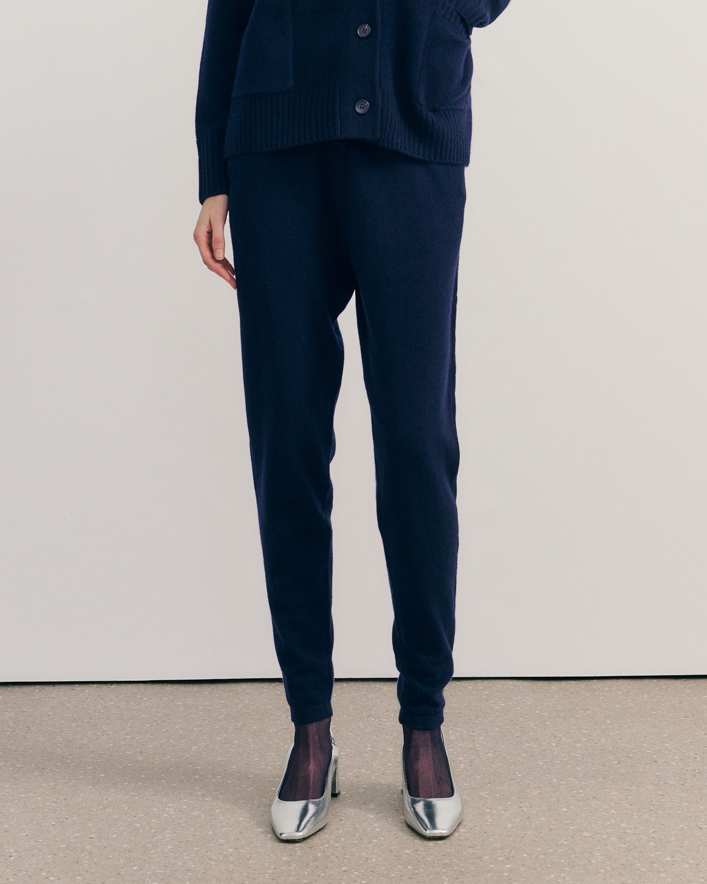 BE SPOILED CASHMERE TRACK PANTS - NAVY
