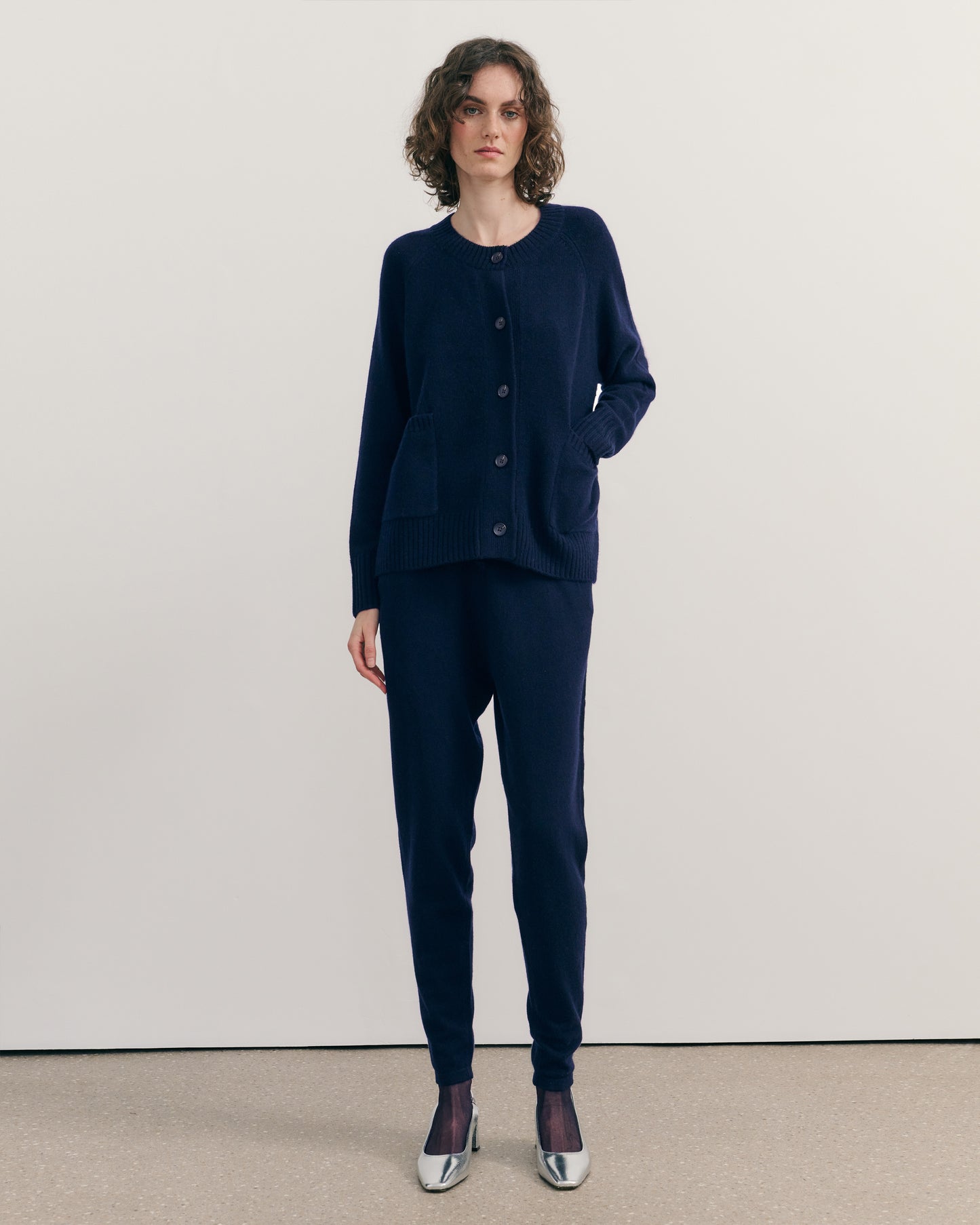 BE SPOILED CASHMERE TRACK PANTS - NAVY
