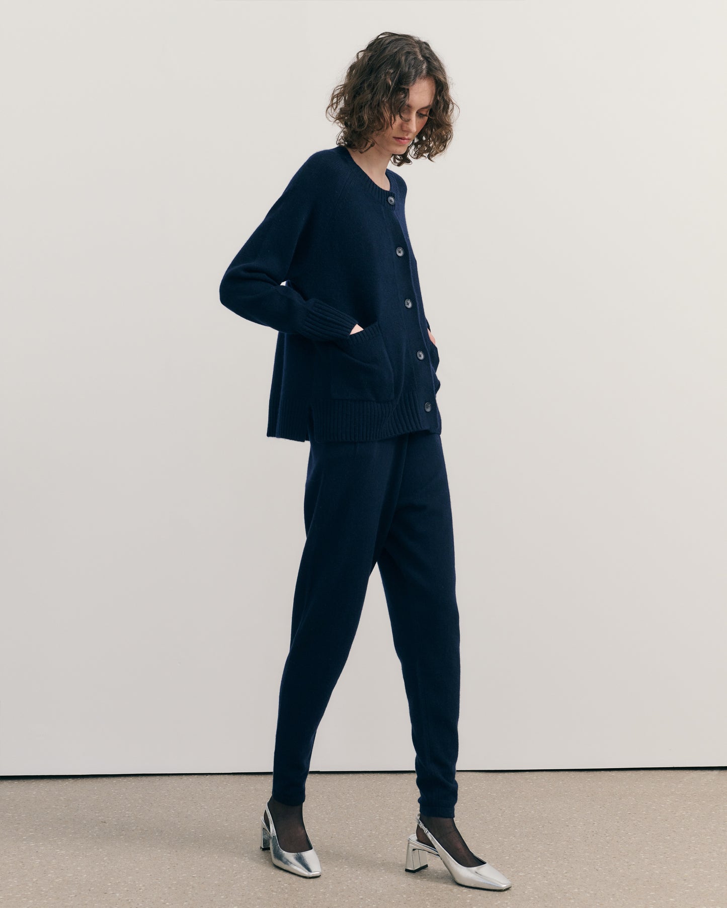 BE SPOILED CASHMERE TRACK PANTS - NAVY