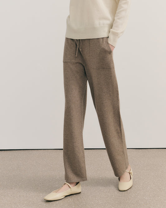 CASHMERE STRAIGHT LEG PANTS - SHIITAKE RAW