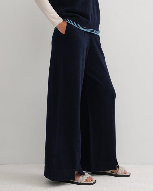 CASHMERE POWER PANTS - NAVY